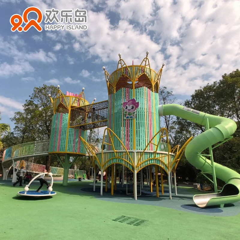 儿童公园游乐设备厂家定制不锈钢组合滑梯造型定做户外无动力乐园
