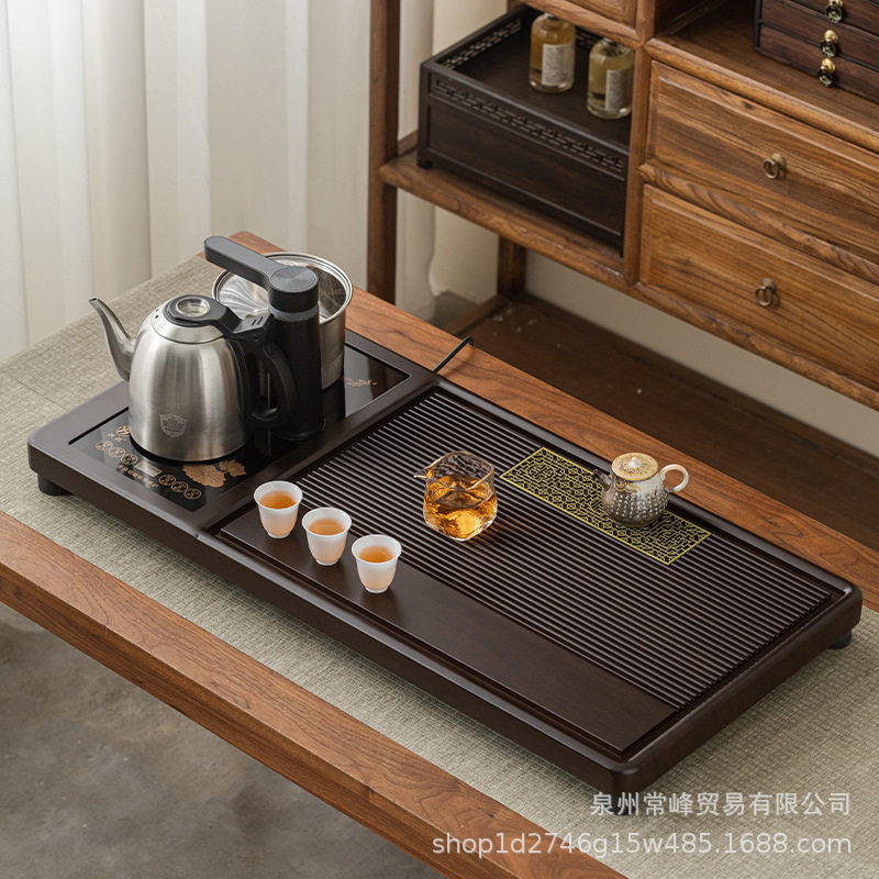 茶台批发茶盘实木纹家用新款客厅排水办公室仿木整块茶托盘茶台