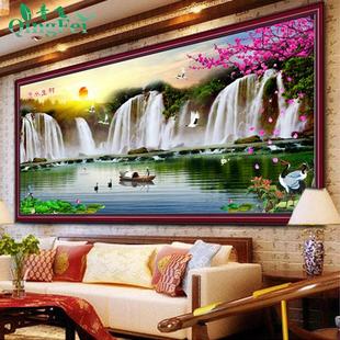 青飞5D精准印布十字绣财运亨通十字绣流水生财财源滚滚客厅有丝线