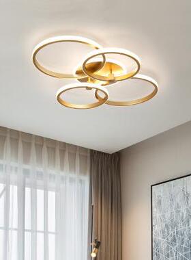 卧室灯饰 金色后现代简约LED吸顶灯圆环创意北欧客厅房间灯具灯饰