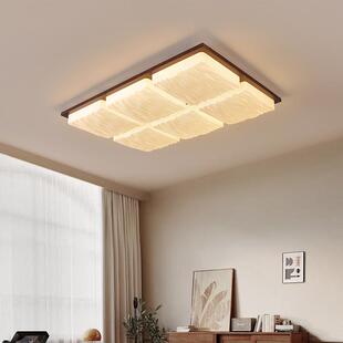 中古风客厅吸顶灯大厅主灯奶油复古胡桃木简约大气高级感卧室灯具