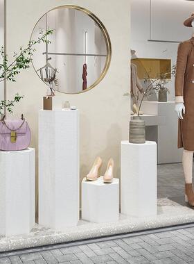 OQ5M服装店展示台橱窗陈列道具高低中岛流水台鞋包店置物摆台