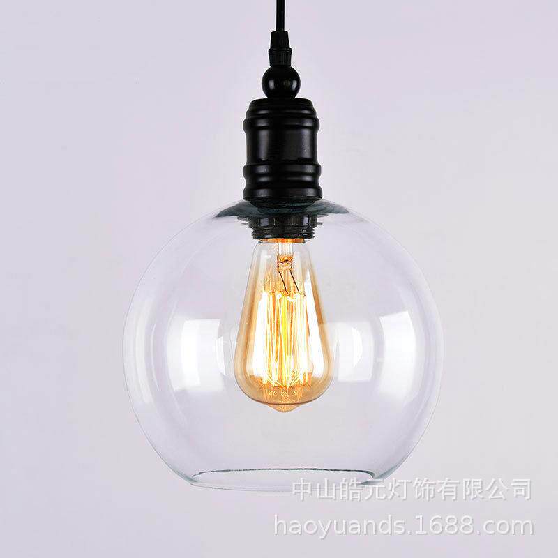 北欧复古工业风loft透明玻璃创意吊灯单头简约客餐厅咖啡厅酒吧灯
