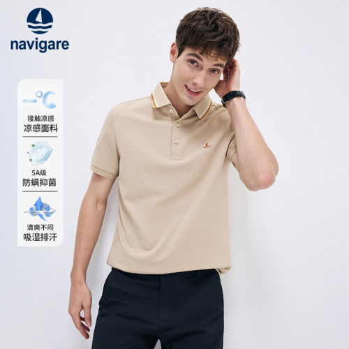[冰丝]Navigare意大利小帆船夏季新款短袖POLO衫男士休闲翻领T恤