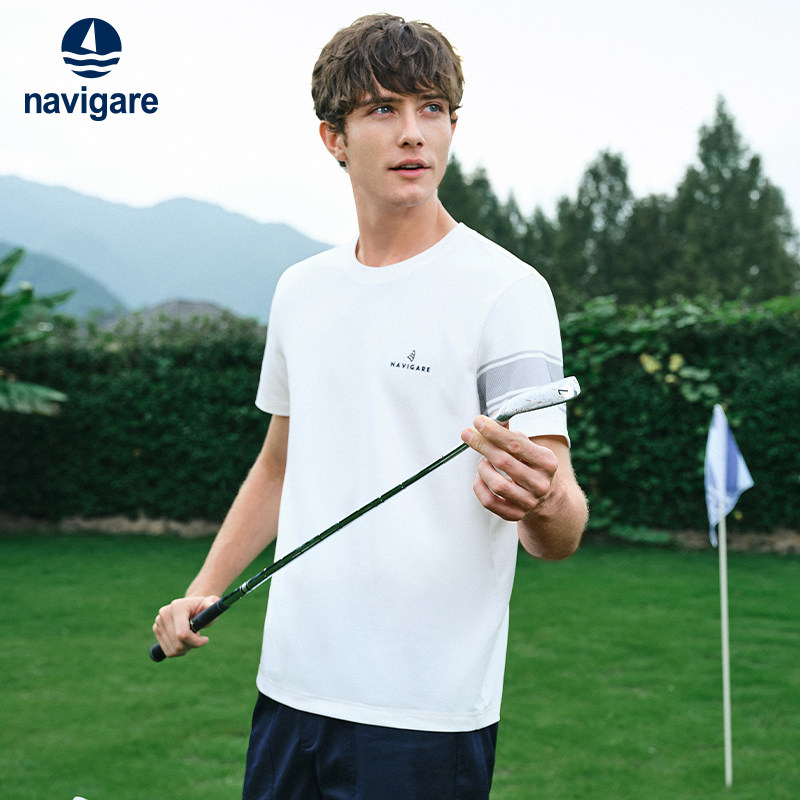 [速干]Navigare意大利小帆船白色凉感休闲T恤男2026新