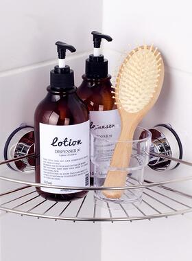 CNR220 浴室三角架银厕所吸盘转角架不锈钢卫生间置物架吸壁式