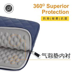 笔记本电脑包菱格刺绣气泡垫PU防水高档内胆包平板工厂16寸