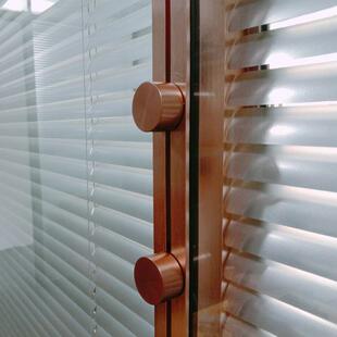 创业园办公室玻璃隔断墙玫瑰金双玻百叶高隔断铝合金钢化玻璃现代