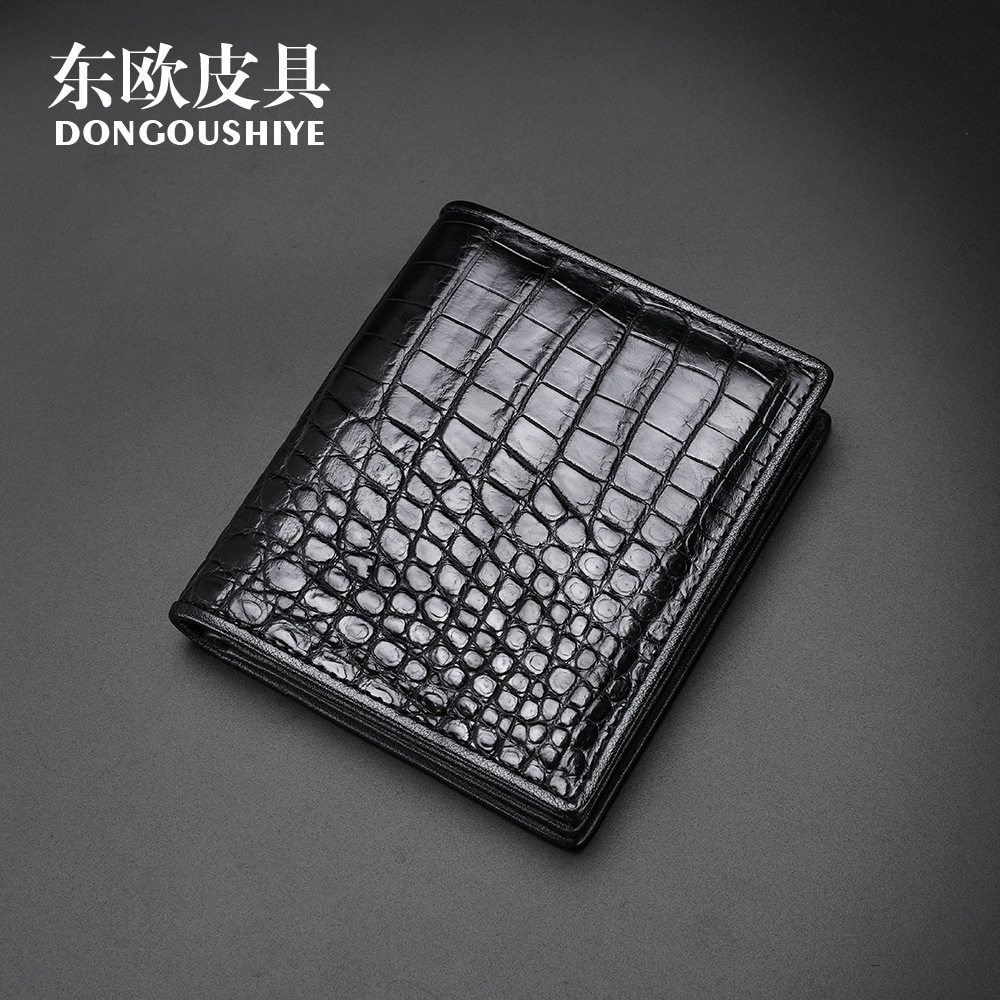 2026东欧新款鳄鱼肚皮竖款钱包男士休闲百搭真鳄鱼皮时尚潮流钱夹