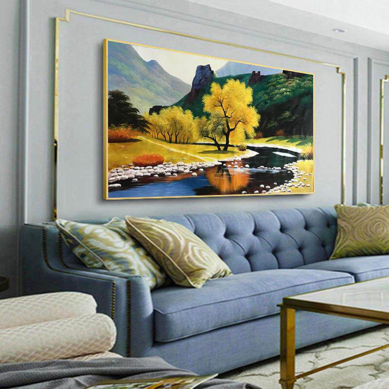 纯手绘油画客厅沙发背景墙风景装饰画手工绘制秋天的景色成品挂画