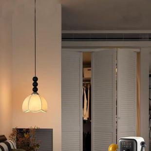 法式复古卧室床头小吊线灯壁灯中古风布艺花朵客厅民宿过道吸顶灯