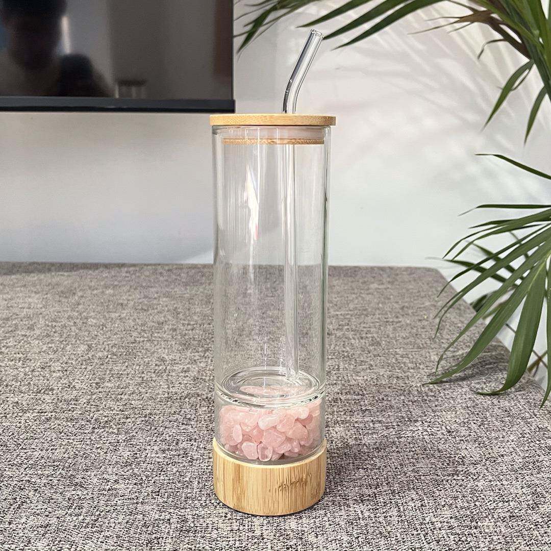 天然水晶杯能量杯钻石高颜值水疗杯12 16 20oz双层玻璃杯可乐罐