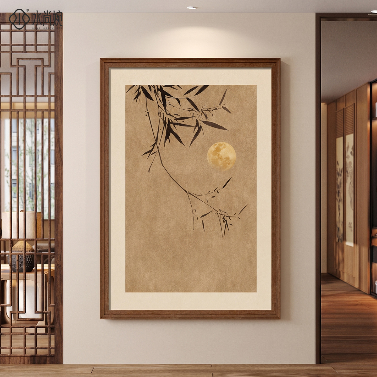 新中式竹子玄关画客厅禅意沙发背景墙挂画宋代美学走廊过道装饰画
