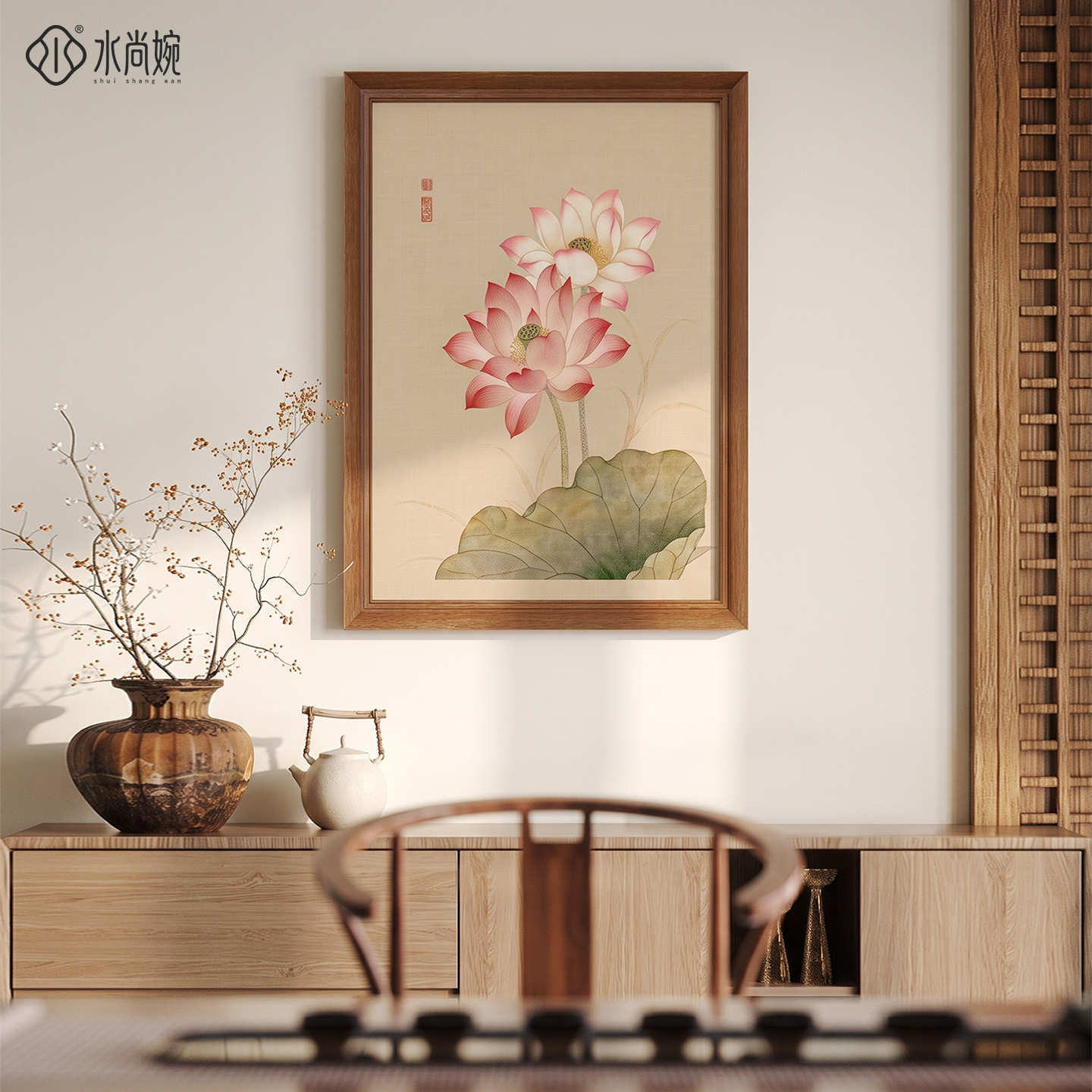 【宋氏美学】莲叶荷花图茶室挂画