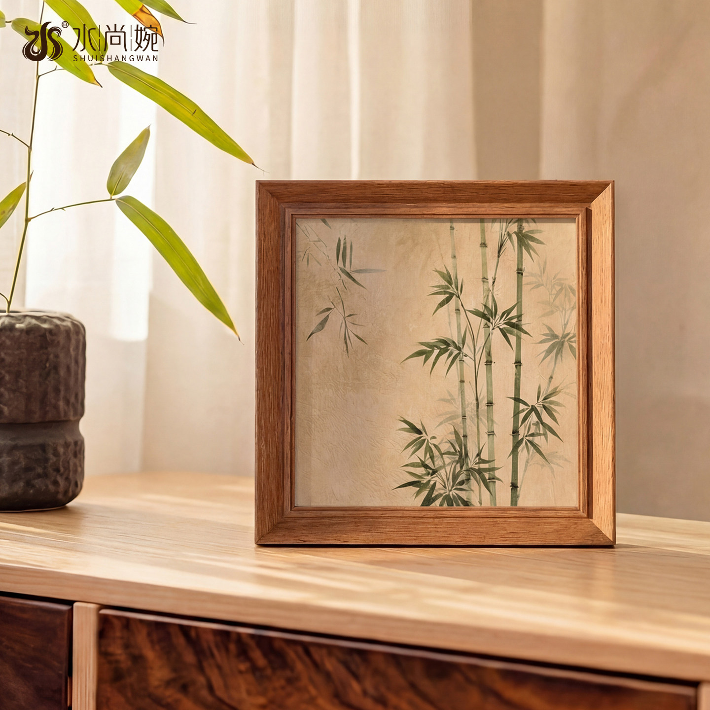 宋代美学节节高升桌面摆画新中式竹子电视机柜摆台装饰画禅意摆件