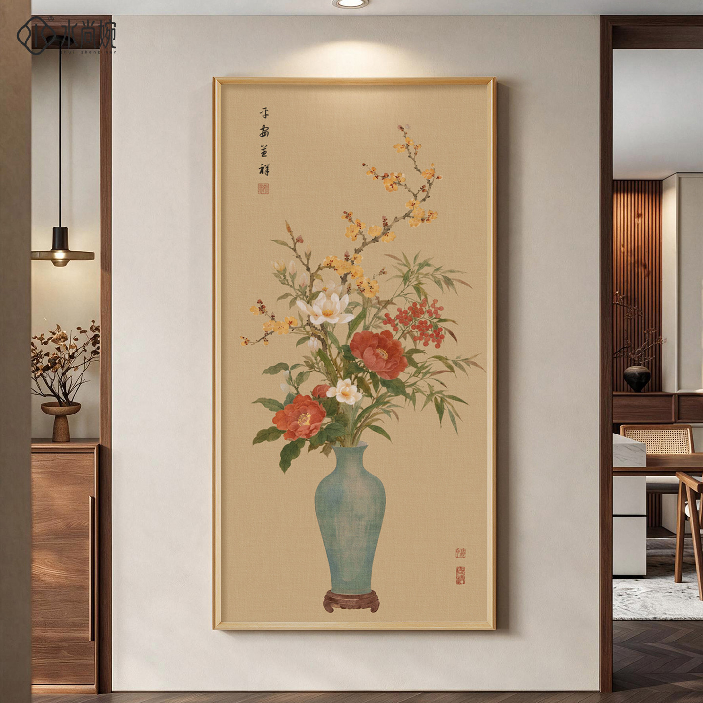 新中式花卉图走廊过道装饰画