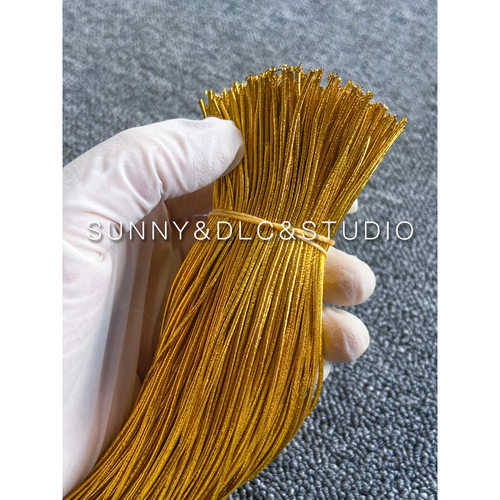 1毫米扎绳金色圆形弹力绳吊牌金线标签带金丝松紧绳亮丝闪金挂绳