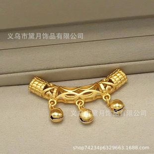 铃铛圆珠越南久铜胎耐磨复古镂空不时尚弯管项链沙金配饰掉色diy