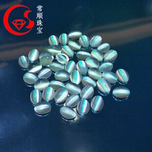 裸隔片新款石戒面蛋形吊坠戒指月光石镶嵌斯里兰卡原石不锈钢配石