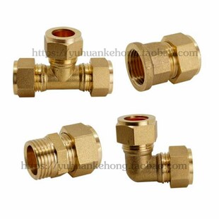 铜卡套接头 油管接头 紫铜管接头 船用卡套弯头接头15MM 4分X15