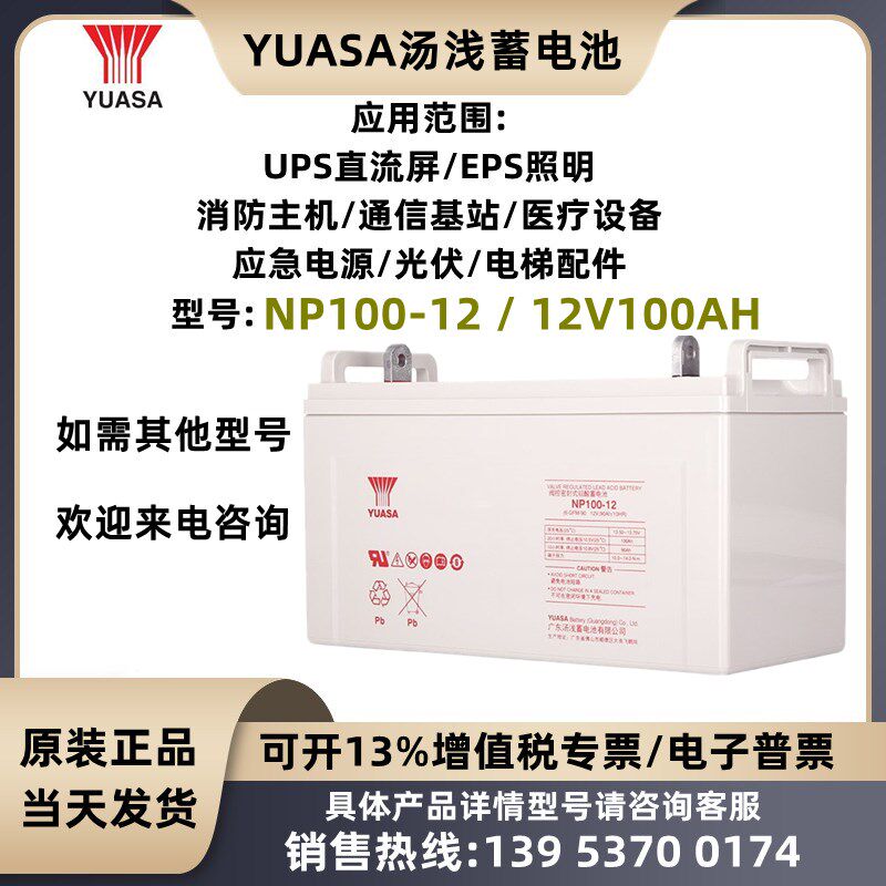YUASA汤浅蓄电池NP100-12免维护12V100AH UPS/EPS/直流屏应急消防