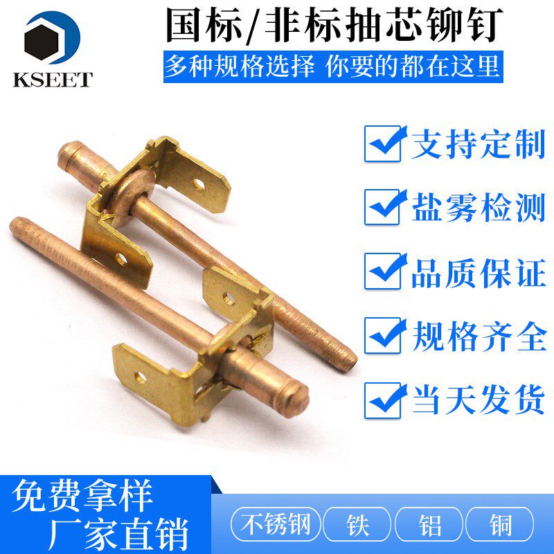 接地全铜铆钉PMC2/6.3铜拉钉PMC4/6.3铜接线铆钉全铜接地拉铆钉
