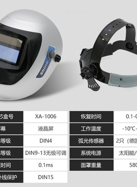 自动变光电焊面罩迅安AS2000F头戴式变光面罩氩弧焊烧焊焊工防护