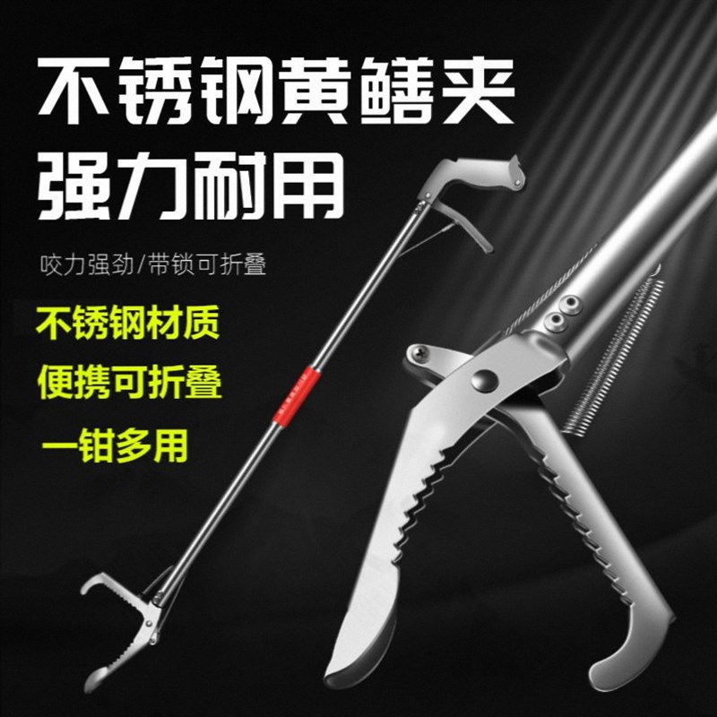 黄鳝夹子不锈钢鳝鱼防脱加厚泥鳅钳子加长防滑工具折叠专用神器