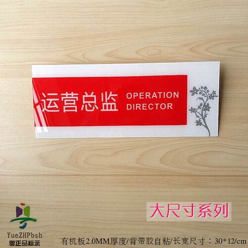 亚克力档大尺寸办公室科室标牌 运营总监部门牌 企划部标志门牌