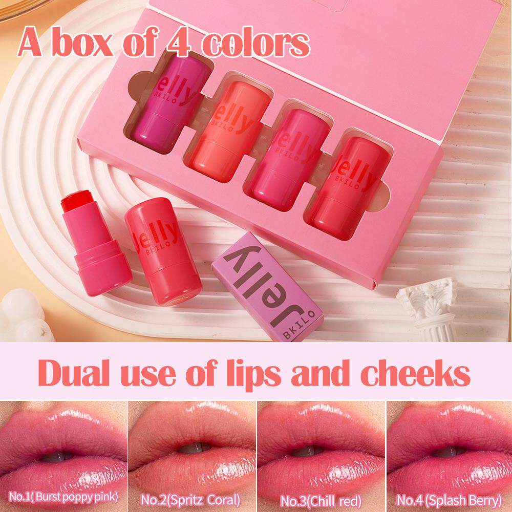 Lip And Cheek Dual Use Jelly Set 四件套透明染唇液腮红棒彩妆