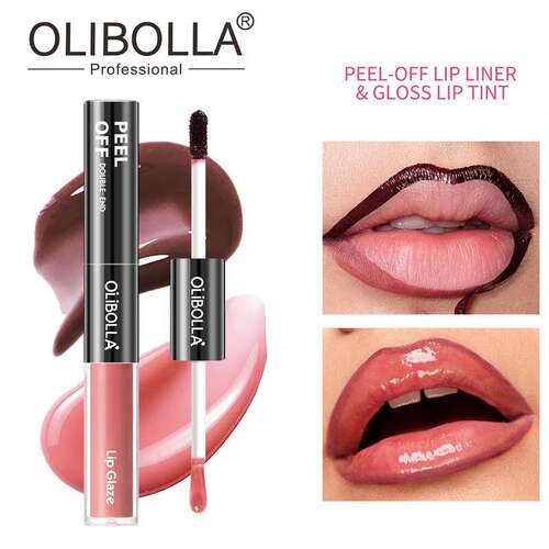 Dual Head Peel Off Lip Gloss 双头撕拉唇彩持久防水 口红唇线笔