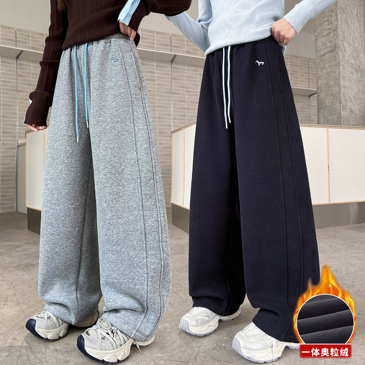 女童裤子加绒儿童运动卫裤冬季潮