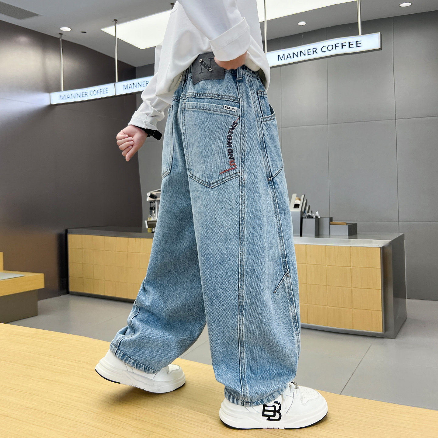 儿童牛仔长裤男童裤子中大童休闲童装男孩春秋新款直筒宽松薄春装