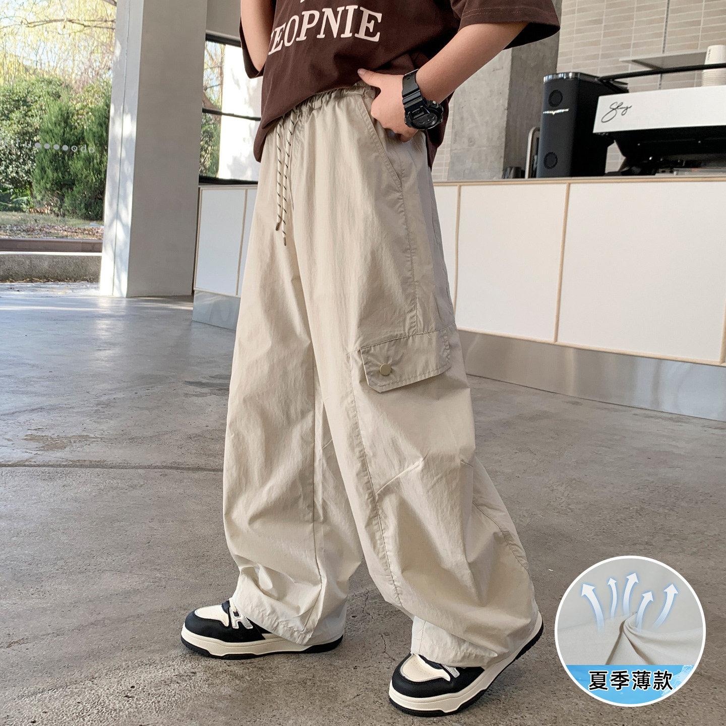 男童裤子夏季薄直筒夏天新款儿童中大童初中生阔腿休闲工装长裤潮