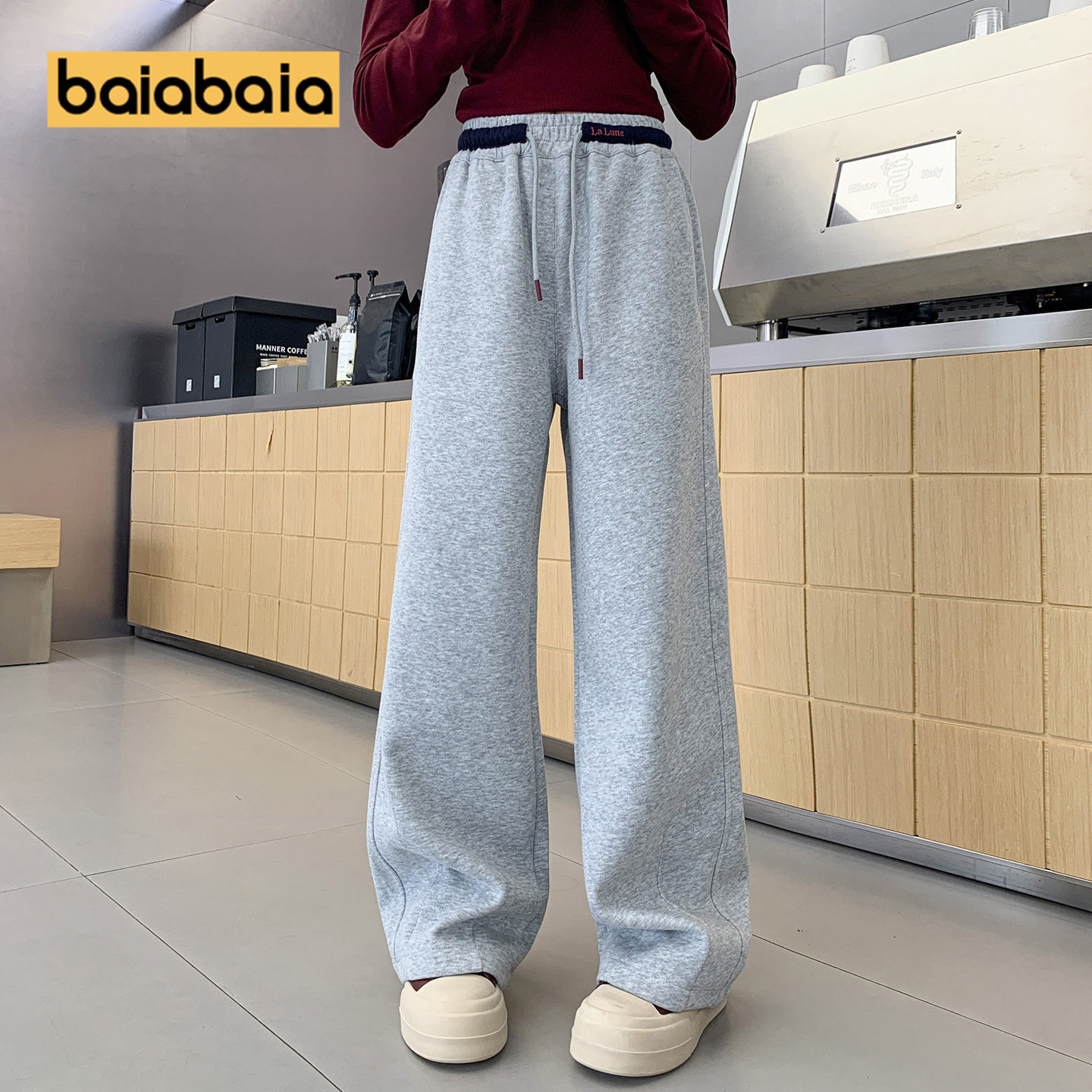 女童裤子春秋新款宽松季阔腿休闲直筒中大童长裤儿童运动卫裤灰色