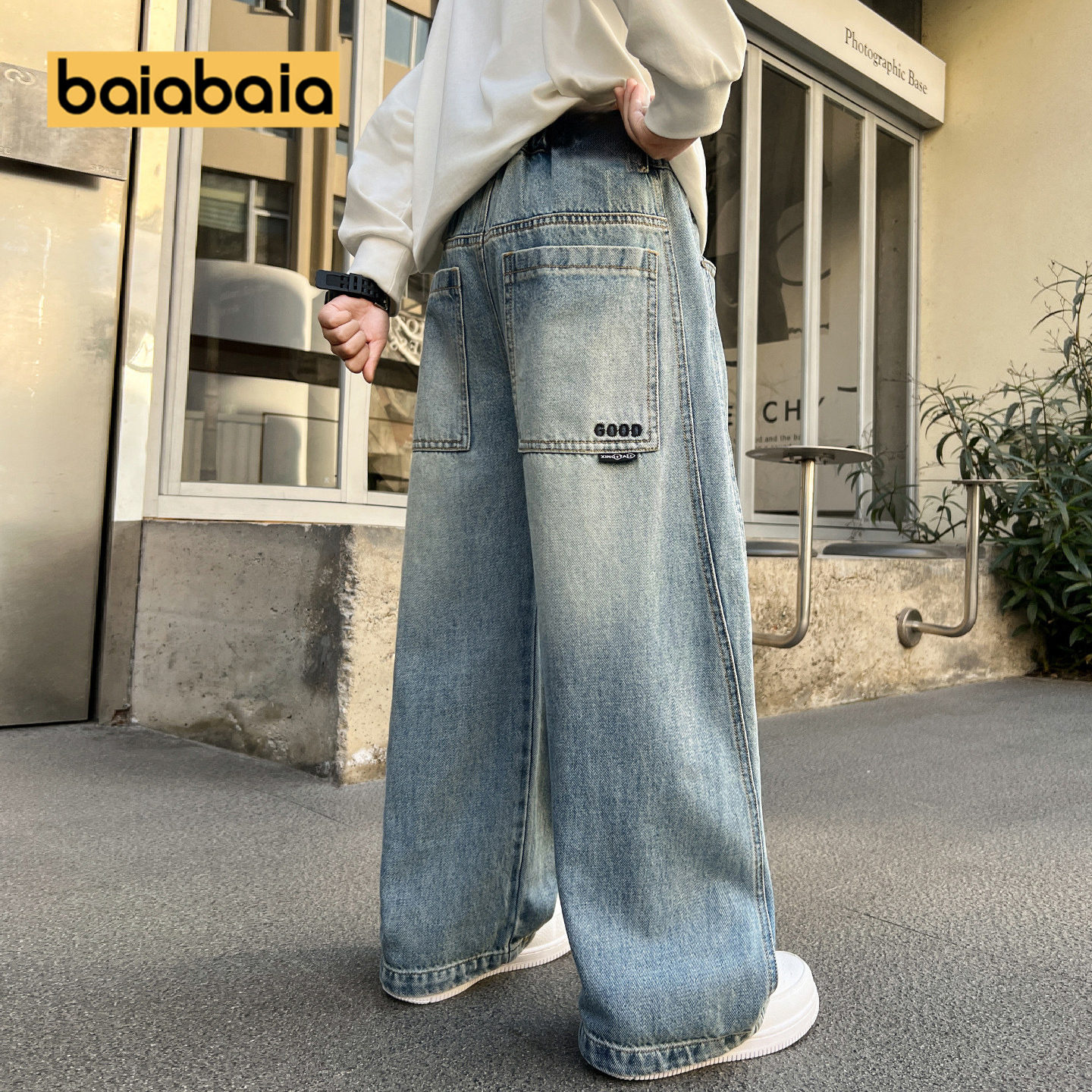 男童牛仔裤春秋新款直筒春季初中生大码男孩儿童中大童长裤休闲薄