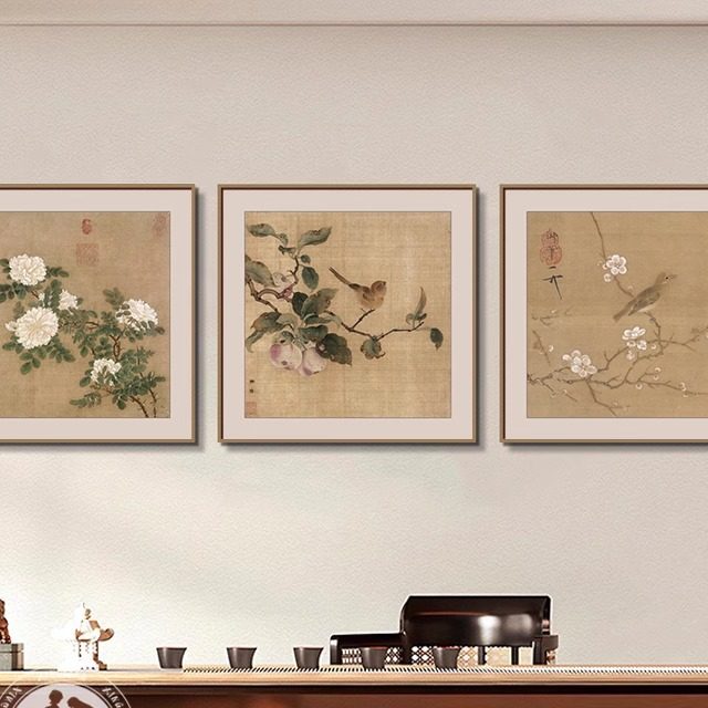 新中式茶室挂画禅意宋代美学壁画花鸟书房办公室背景墙组合装饰画,家居饰品,现代装饰画,淘宝优惠券,粉丝福利购,淘宝优惠卷