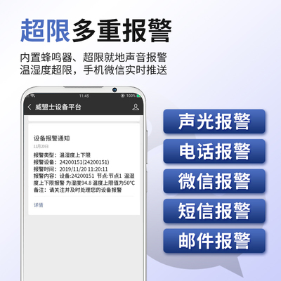 无线温湿度记录仪远程APP实时监控短信报警wifi温湿度计传感器