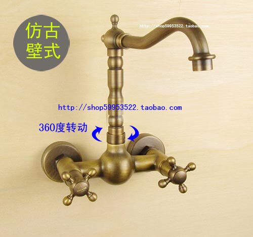 仿古欧式全铜入墙壁式冷热水龙头 复古面盆 厨房 浴缸木桶龙头
