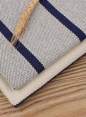 厂家 10S/2 X10S/3涤棉粗纹间条帆布 加厚色织间色箱包鞋材布