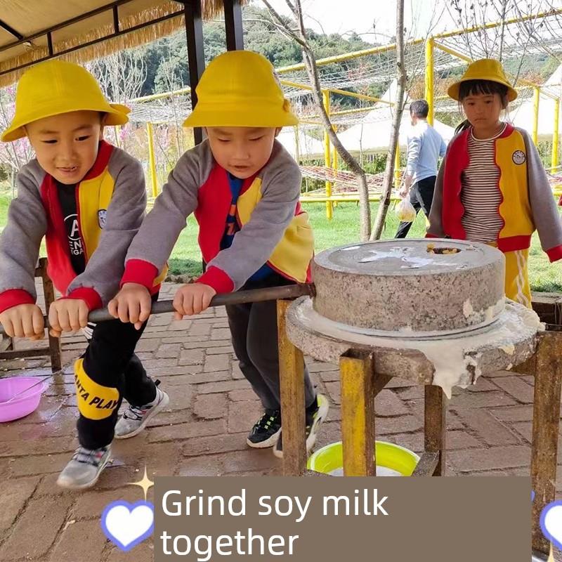 石磨家用磨盘老石磨蓝石石磨家用磨盘手工石磨家庭幼儿园体验教学