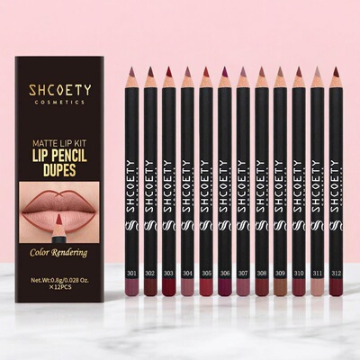 SHCOETY欧美12色哑光口红唇线笔