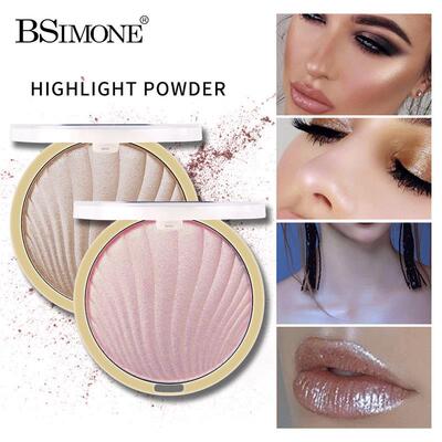 外贸贝壳珠光闪粉高光提亮显亮不飞粉单色highlighter powder便携