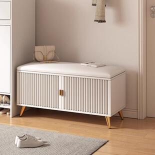 换鞋凳奶油风入户门口鞋柜坐凳客厅家用穿鞋凳可坐软包储物长条凳