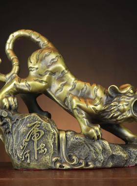 黄铜老虎 虎啸山河 生肖虎摆件家居店铺 下山虎