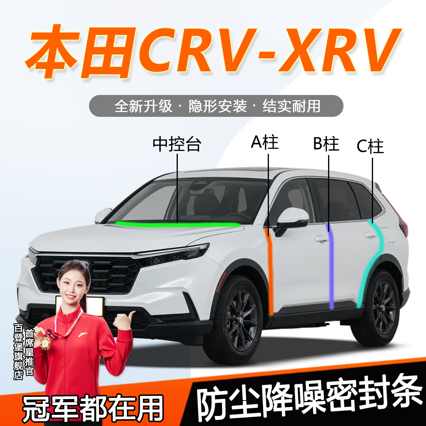 本田CRv/XRV全汽车门密封条A柱B柱C柱中控台隔音防尘降噪胶条用品