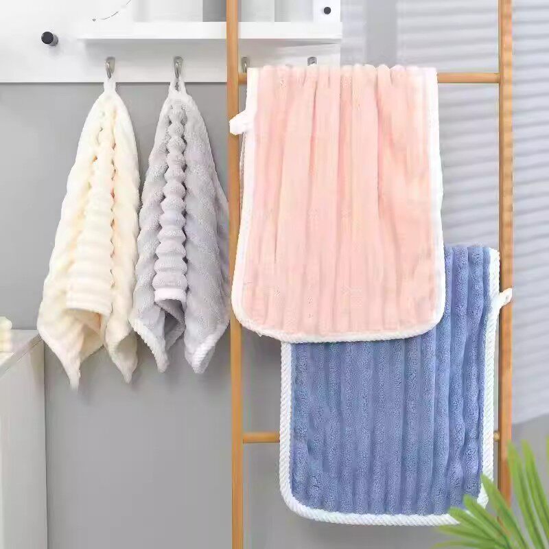 Candy corduroy coral velvet hand towels, absorbent towels, quick-drying and non-shedding household cleaning towels for both men and women thumbnail 5