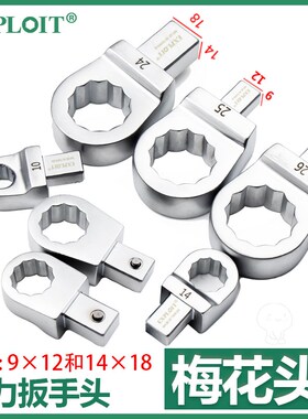 开拓 梅花头扭力扳手扭矩四方头转接头六角可换头插口912mm配件