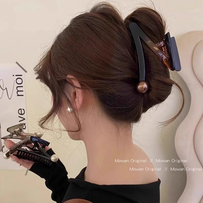 「次日达」Z字珍珠抓夹大号简约女高级感2025新款后脑勺气质百搭