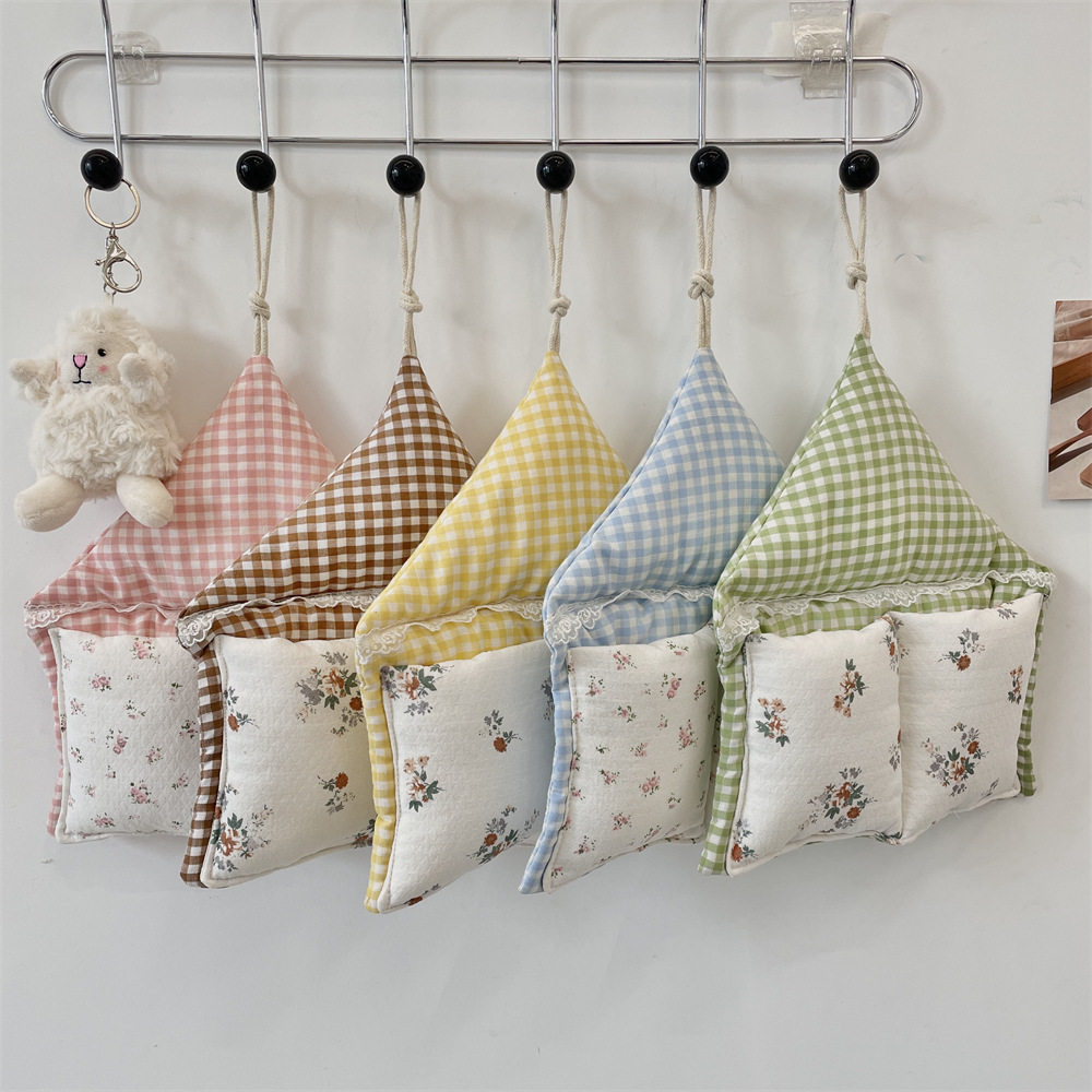 「次日达」54124 马卡龙色小格子挂袋墙面宿舍床头收纳袋手机文